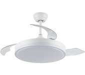Iluminashop Herben Ventilador de Techo con Luz LED y Mando 68W Blanco Motor DC