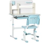 Homcom Juego De Escritorio Y Silla Para Niños +3 Años Con Altura Ajustable Azul