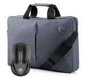 HP Essential Top Load Maletín Portátil hasta 15.6" Gris + HP 1000 Ratón USB Negro