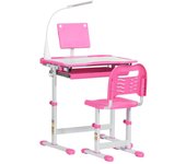 Homcom Juego De Escritorio Y Silla Para Niños De +6 Años Altura Ajustable Rosa