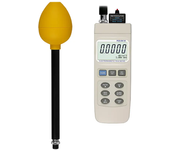 PCE Instruments Radiómetro con sonda triaxial / sensores globulares de 100 kHz a 3,5 GHz / memoria / valor máximo / ajuste del valor de alarma con señal acústica al sobrepasar el valor límite / posibilidad de uso con trípode PCE-EM 30