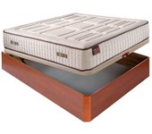 Colchón Hr Cotton con visco 27 cm extra firme transpirable + Canapé abatible madera 3D transpirable altura 34 cm 160x200 cm Cerezo