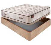 Colchón Hr Cotton con visco 27 cm extra firme transpirable + Canapé abatible madera 3D transpirable altura 34 cm 160x200 cm Roble