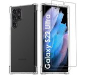 Funda Galaxy S22 Ultra 5G y 2 protectores de pantalla - Silicona - Transparente