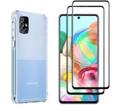 Funda Samsung Galaxy A71 y 2 protectores de pantalla - TPU - Transparente