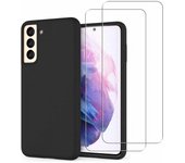 Funda Galaxy S21 5G y 2 protectores de pantalla - Silicona - Negro