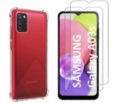 Funda Galaxy A03S y 2 protectores de pantalla - TPU - Transparente