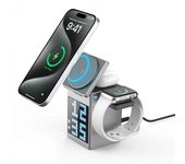 Altavoz Bluetooth Simpletek S5 15W 6-in-1 Magnetic Wireless Charger With Bluetooth Speaker, Quick Charge Fold - Grey - Gris