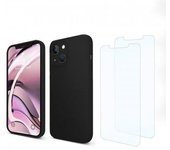 Funda iPhone 13 mini y 2 protectores de pantalla - Silicona - Negro