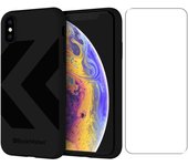 Back Market Funda iPhone X/XS y pantalla protectora - Plástico reciclado - Negro (Chevron)