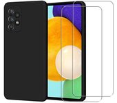 Funda Galaxy A52 y 2 protectores de pantalla - Silicona - Negro