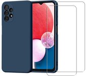 Funda Galaxy A13 y 2 protectores de pantalla - Silicona - Azul