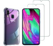 Funda Samung Galaxy A40 y 2 protectores de pantalla - TPU - Transparente