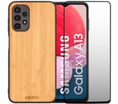 Funda Galaxy A13 4G y pantalla protectora - Madera - Negro