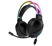 Cascos gaming con cable micrófono Krom Auricular Gaming Klaim Rgb Led Jack 3.5 - Negro