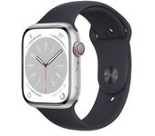 Apple Watch Series 8 (2022) GPS + Cellular 45 mm - Acero inoxidable Plata - Correa deportiva Negro