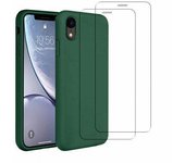 Funda iPhone XR y 2 protectores de pantalla - Silicona - Verde