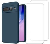 Funda Google Pixel 7 Pro y 2 protectores de pantalla - Silicona - Azul