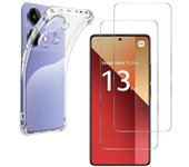 Funda Xiaomi Redmi Note 13 Pro 4G y 2 protectores de pantalla - TPU - Transparente