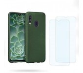 Funda Galaxy A40 y 2 protectores de pantalla - Silicona - Verde