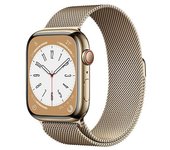 Apple Watch Series 8 (2022) GPS + Cellular 45 mm - Acero inoxidable Oro - Pulsera Milanese Loop Oro