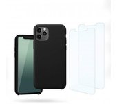 Funda iPhone 11 Pro Max y 2 protectores de pantalla - Silicona - Negro