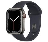 Apple Watch Series 7 (2021) GPS + Cellular 45 mm - Acero inoxidable Grafito - Correa deportiva Negro