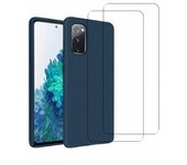 Funda Galaxy S20 FE y 2 protectores de pantalla - Silicona - Azul marino