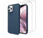 Funda iPhone 13 Pro y 2 protectores de pantalla - Silicona - Azul