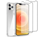 Funda iPhone 12 Pro Max y 2 protectores de pantalla - TPU - Transparente
