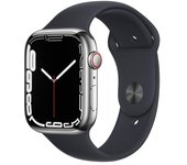 Apple Watch Series 7 (2021) GPS + Cellular 45 mm - Acero inoxidable Plata - Correa deportiva Negro