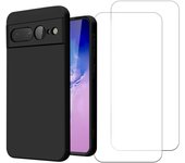 Funda Google Pixel 7 Pro y 2 protectores de pantalla - Silicona - Negro