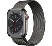 Apple Watch Series 8 (2022) GPS + Cellular 45 mm - Acero inoxidable Plata - Pulsera Milanese Loop Negro
