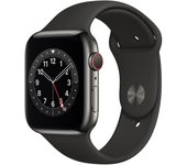 Apple Watch Series 6 (2020) GPS + Cellular 44 mm - Acero inoxidable Grafito - Correa deportiva Negro