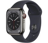 Apple Watch Series 8 (2022) GPS + Cellular 41 mm - Acero inoxidable Grafito - Correa deportiva Negro