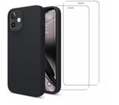 Funda iPhone 12 Mini y 2 protectores de pantalla - Silicona - Negro