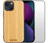 Funda iPhone 13 Mini y pantalla protectora - Madera - Negro