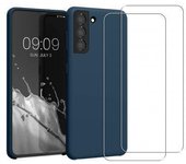 Funda Galaxy S21 Plus y 2 protectores de pantalla - Silicona - Azul marino