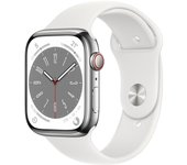 Apple Watch Series 8 (2022) GPS + Cellular 45 mm - Acero inoxidable Plata - Correa deportiva Blanco