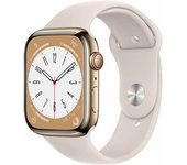 Apple Watch Series 8 (2022) GPS + Cellular 45 mm - Acero inoxidable Oro - Correa deportiva Blanco