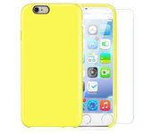 Funda iPhone 6 Plus/6S Plus y 2 protectores de pantalla - Silicona - Amarillo
