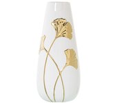 Jarrón Cerámica Blanco/Flor Oro