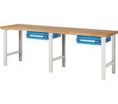 eurokraft pro Banco de trabajo, sistema modular Serie 7000, 2 cajones colgantes, A x P 2500 x 700 mm