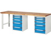 eurokraft pro Banco de trabajo, sistema modular Serie 7000, 10 cajones, extra ancho, A x P 2500 x 700 mm