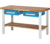 eurokraft pro Banco de trabajo, sistema modular Serie 7000, 2 cajones de 150 mm, A x P 1500 x 700 mm