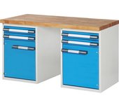 eurokraft pro Banco de trabajo, sistema modular Serie 7000, 4 cajones, 2 puertas, A x P 1500 x 700 mm