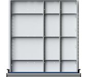 ANKE Chapa separadora para cajones de A x P 500 x 540 mm, división ½ - ¼, para cajones de 90 - 150 mm de altura