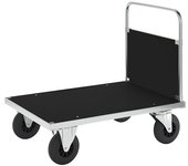 Kongamek Carro de plataforma galvanizado, 1 pared frontal, L x A 1000 x 700 mm, 2 ruedas de maniobra y 2 fijas