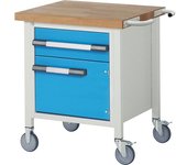 eurokraft pro Banco de trabajo rodante Serie 8000, construcción de bastidor, 1 cajón, 1 puerta, repisa, A x P 750 x 700 mm