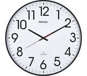 MAUL Reloj de pared climb, Ø 470 mm, de plástico, marco negro, mecanismo de relojería controlado por radio